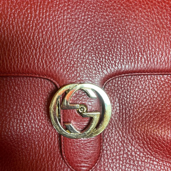 GUCCI Dollar Calfskin Interlocking G Shoulder Bag Red - Picture 11 of 14